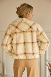 Creamy Plaid Sherpa Jacket
