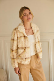 Creamy Plaid Sherpa Jacket