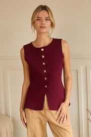 Wine Knit Button Down