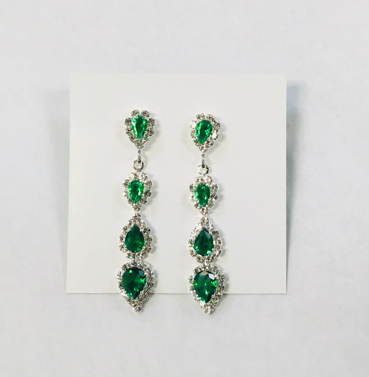 Green Jewel Drop Earrings