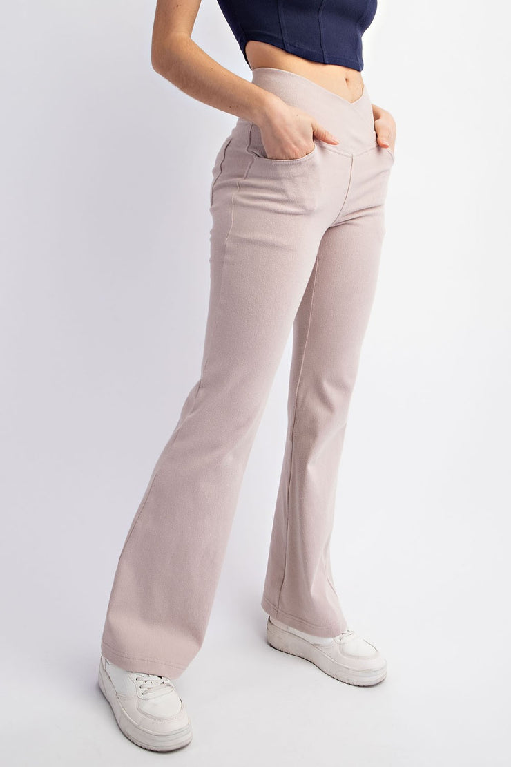 Dusty Taupe Crossover Flare Pants