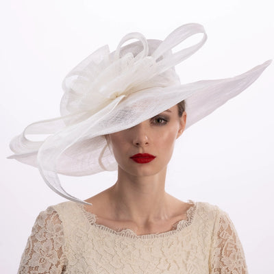 White Abstract Bow Hat