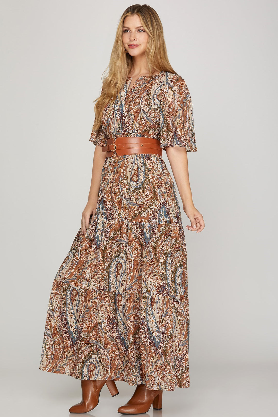 impressions maxi dress Feeling Boho Tiered Maxi Dress S / sky blue