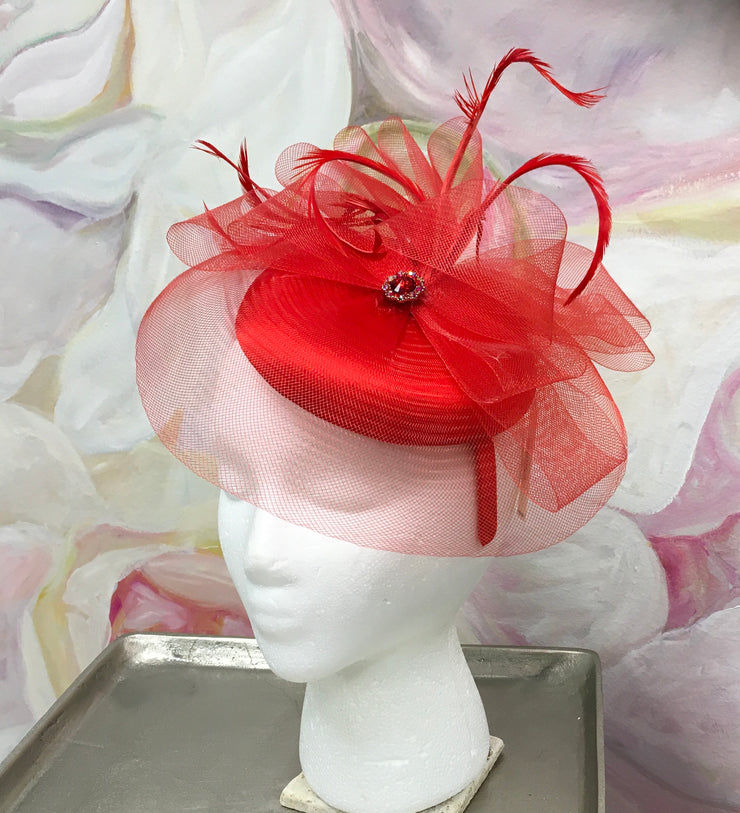 Red Hat Fascinator with Jewel Accent