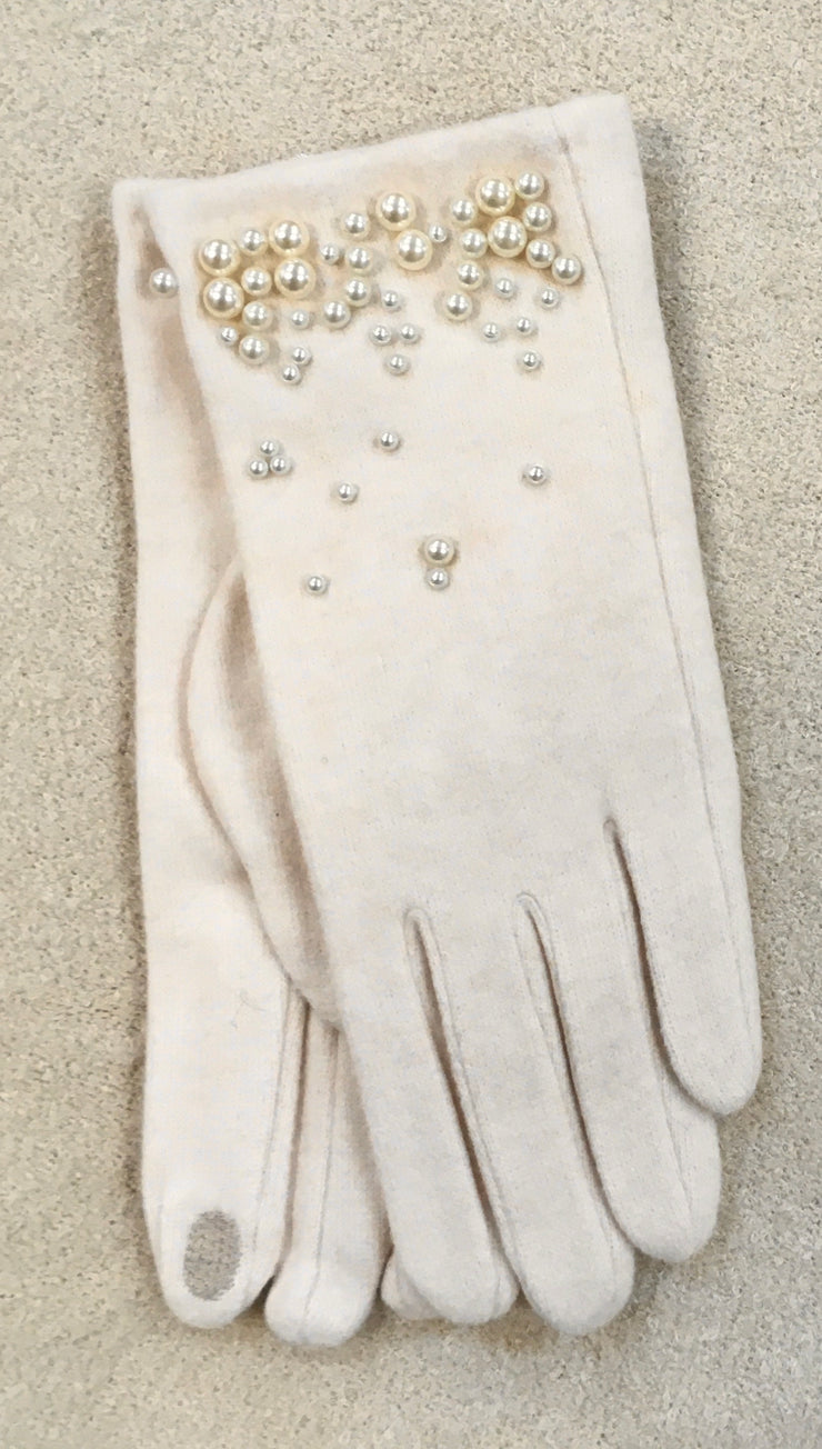 Wool Felted Gloves w/Pearls