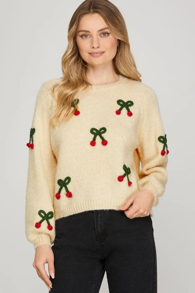 Cherry Sweater Top