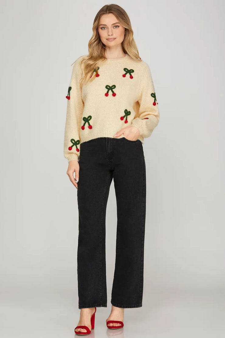 Cherry Sweater Top
