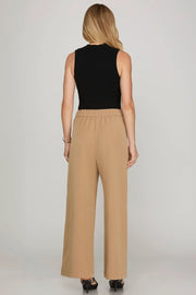 Petite Wide Leg Camel Pants