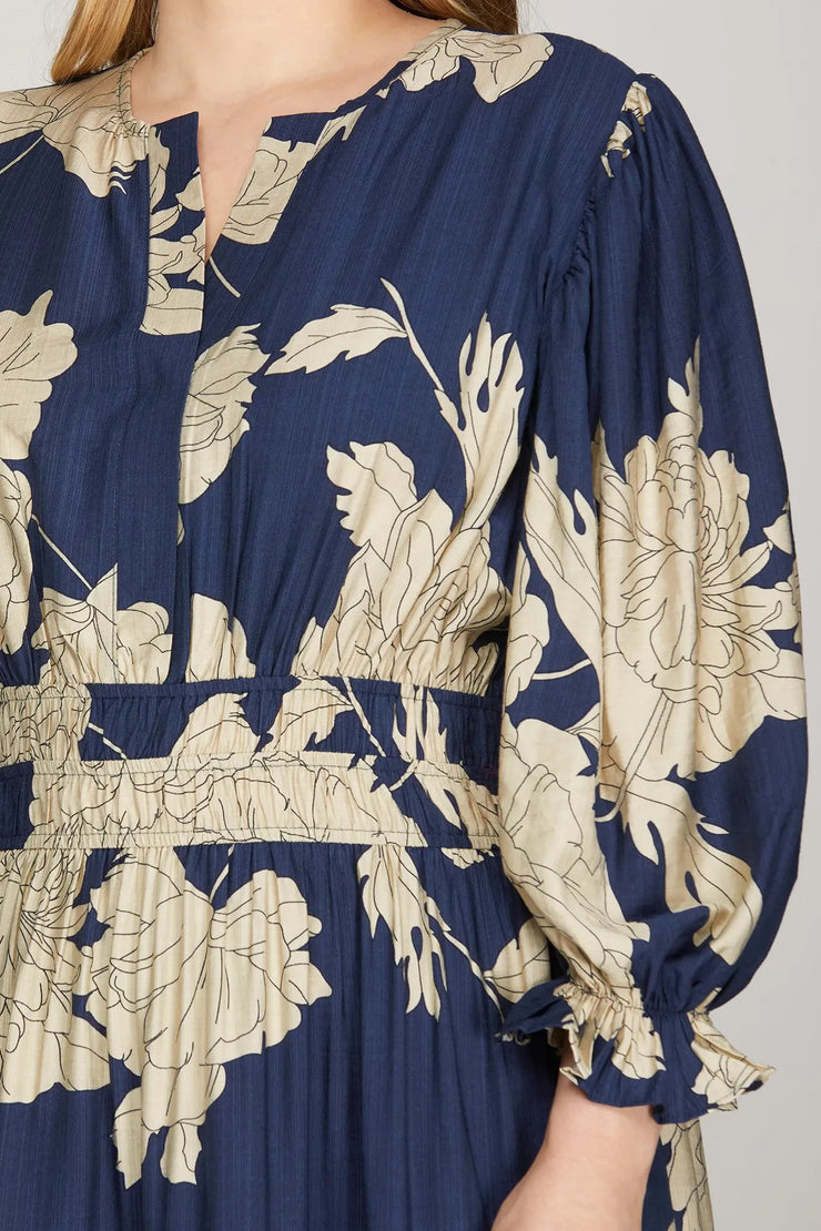 Natalie Navy Floral Midi