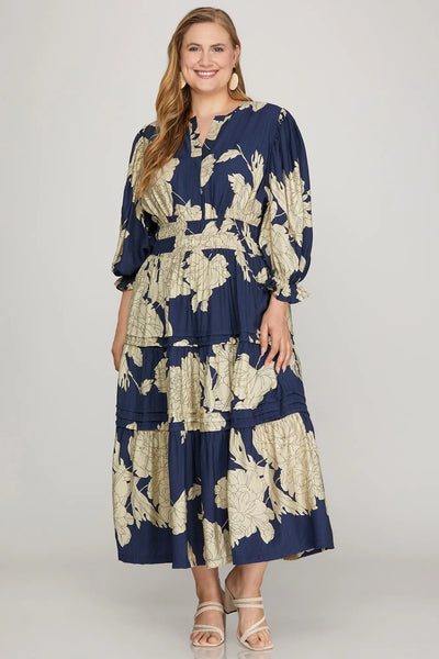 Natalie Navy Floral Midi