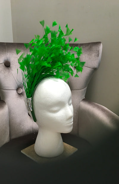 Kelly Green Feather 1920"s Fascinator
