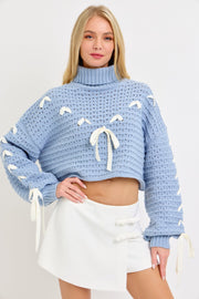 Dusty Blue Bow Crop