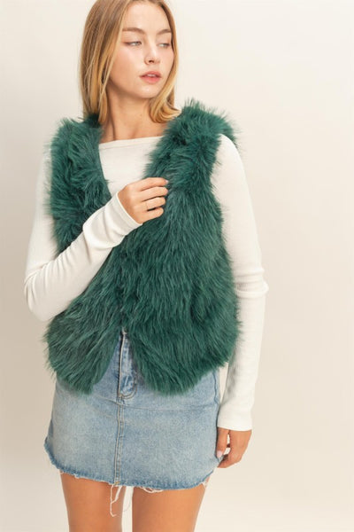 Deep Green Fur Vest