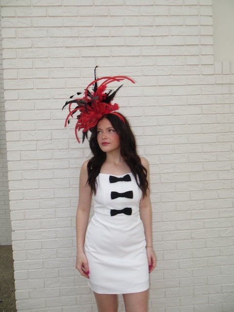 Black Bow Off White Dress Medium Black Bow Off White Dress Medium