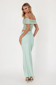 Sage Off Shoulder Midi