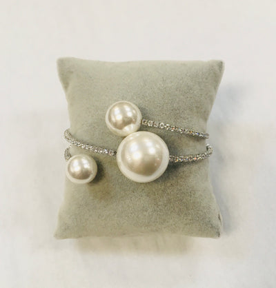 Silver Pearl Coil Bracelet