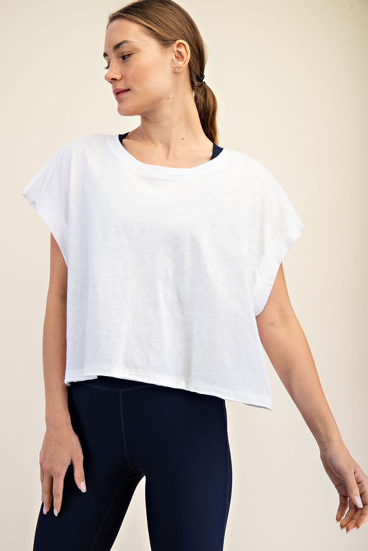 White Open Back Crop