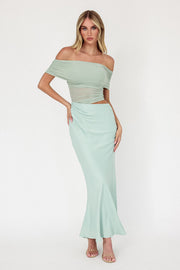 Sage Off Shoulder Midi
