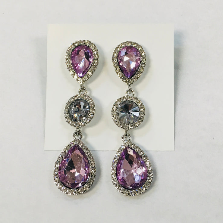 Lilac & Grey Jewel Earrings