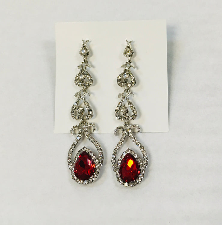 Ruby & Crystal Drop Earrings