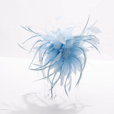 Ice Blue Double Feather Fascinator