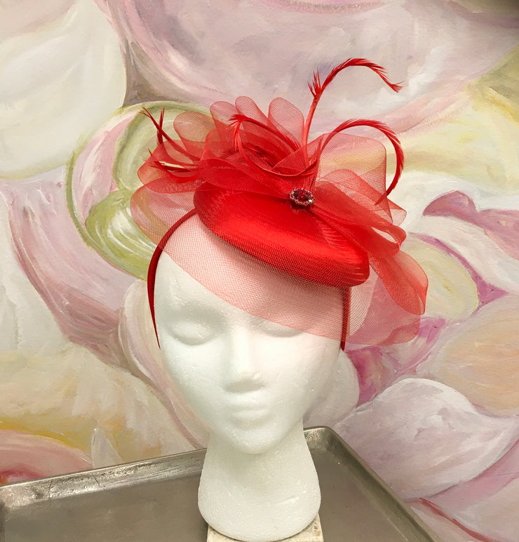 Red Hat Fascinator with Jewel Accent