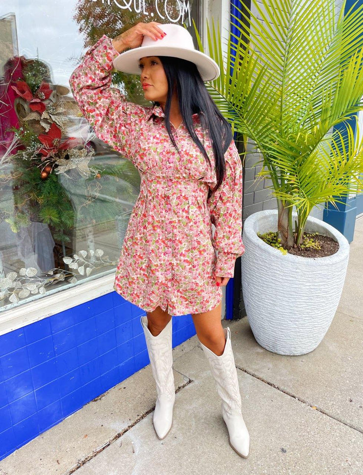 Mauve Biddy Floral Shirt Dress