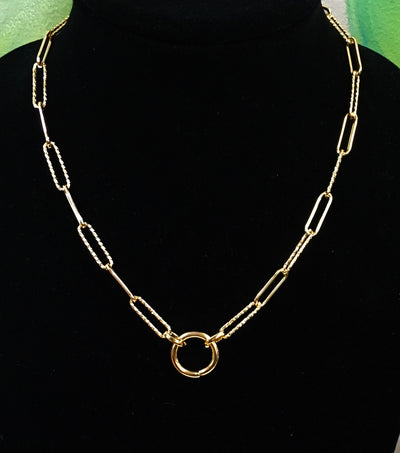 Gold Link & Circle Necklace