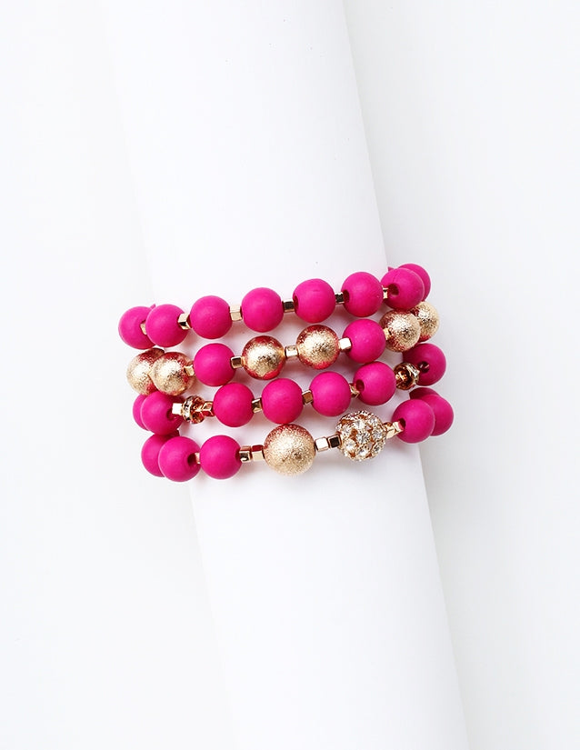 Hot Pink Wood Bracelet