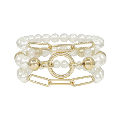 Pearl & Gold Bracelet Set
