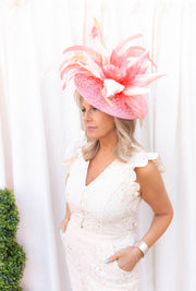 Coral Drama Fascinator