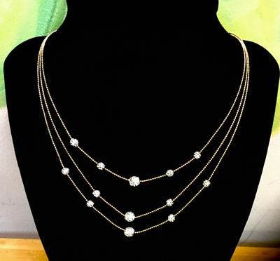 Gold Delicate 3 Row Necklace