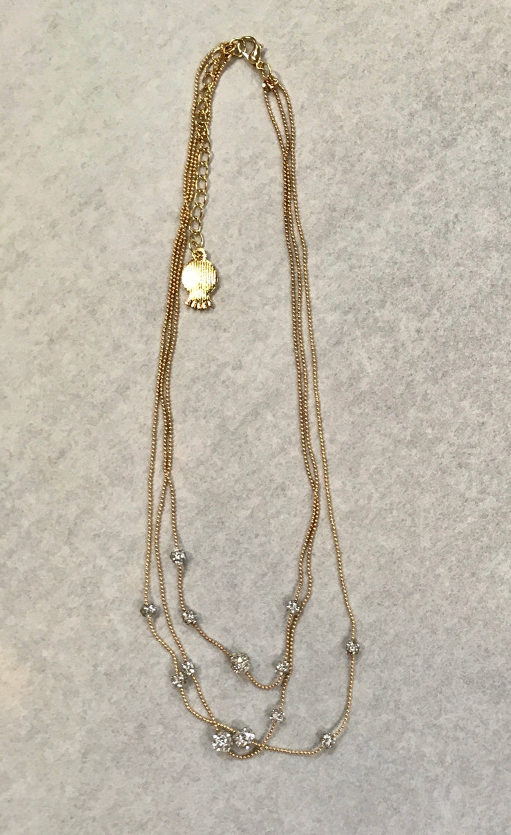 Gold Delicate 3 Row Necklace