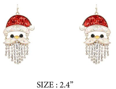 Red Glitter Santa Earring