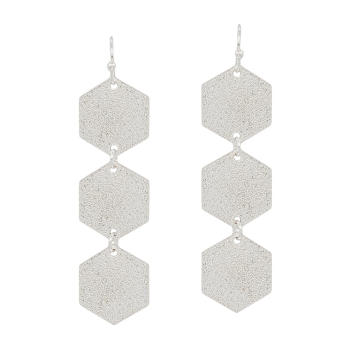 Silver Hexagon Earrings