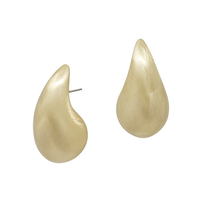 Matte Gold Teardrop Stud Earrings