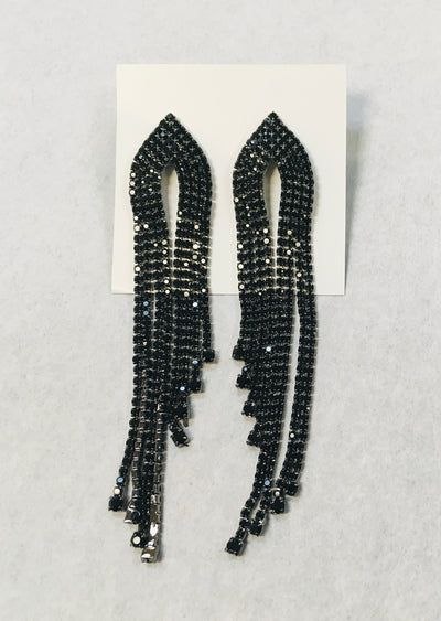 Jet Black Tassel Earrings