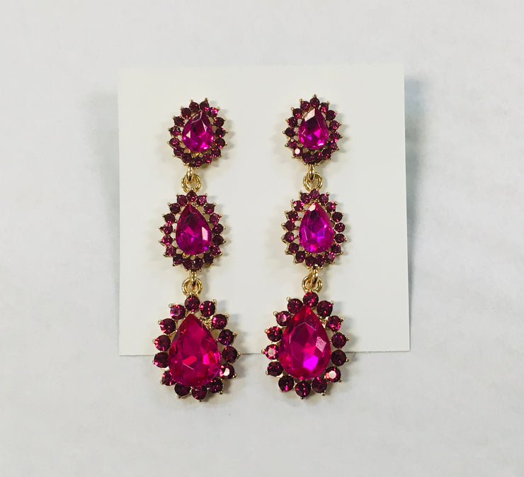 Pink Fuchsia Jewel Drop Earrings