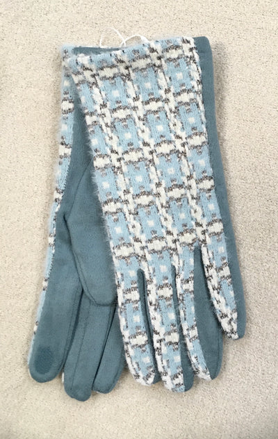 Blue Tweed Gloves