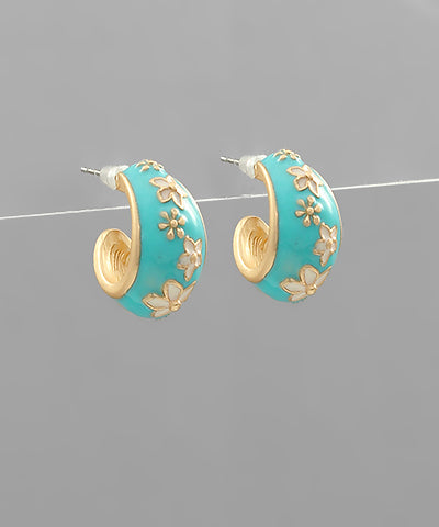 Teal Small Hoops