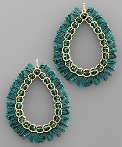 Green Teardrop Jewel & Ratan Earring