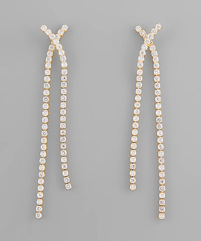 Criscrossed Crystal Earrings Gold