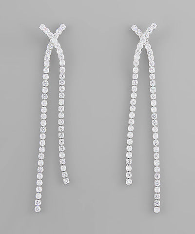 Criscrossed Crystal Earrings Rhodium