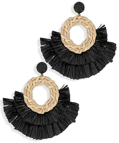 Natural & Black Fringe Earrings