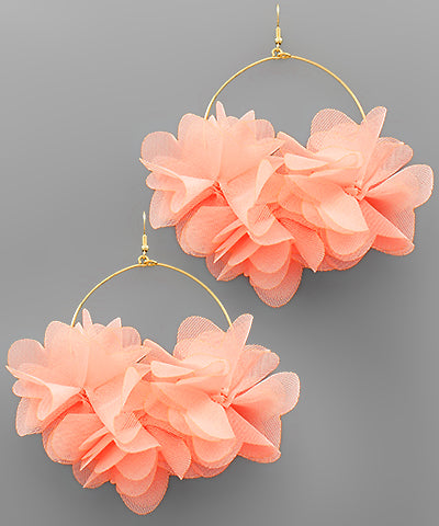 Coral Peach Fabric Earrings