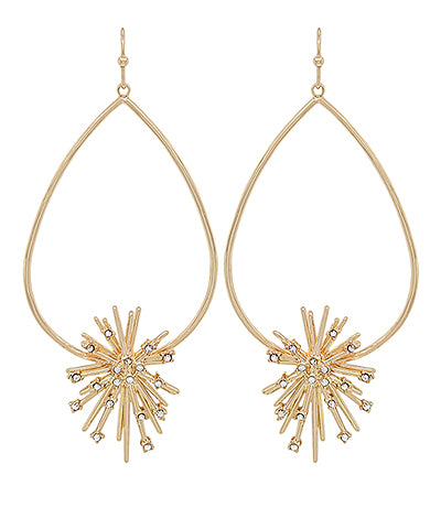 Pave Snowflake Gold Teardrop Earrings