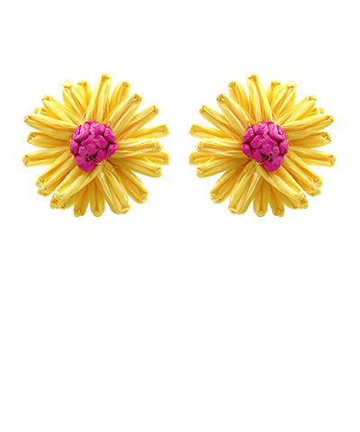 Yellow & Pink Daisy Earrings