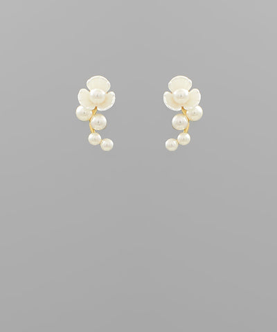 Flower & Pearl Post Earrings