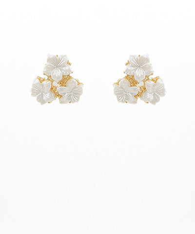 Three White Flower Earrings