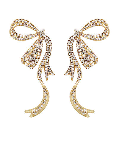 Gold Crystal Ribbon Earrings